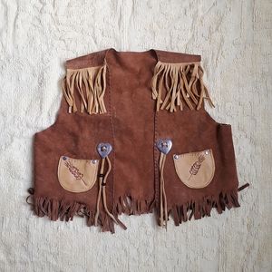 Vintage FRINGE Kids Vest / Handmade Leather Western Vest/Cowboy Costume/ 5T - 8T